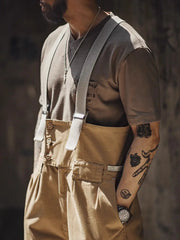 ヴィンテージカーハート風 フライトタイプ カーキサスペンダーパンツ