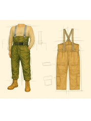 ヴィンテージカーハート風 フライトタイプ カーキサスペンダーパンツ