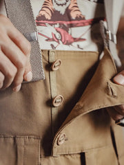 ヴィンテージカーハート風 フライトタイプ カーキサスペンダーパンツ