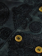 ヴィンテージジャカード 古巴襟ショートスリーブシャツ