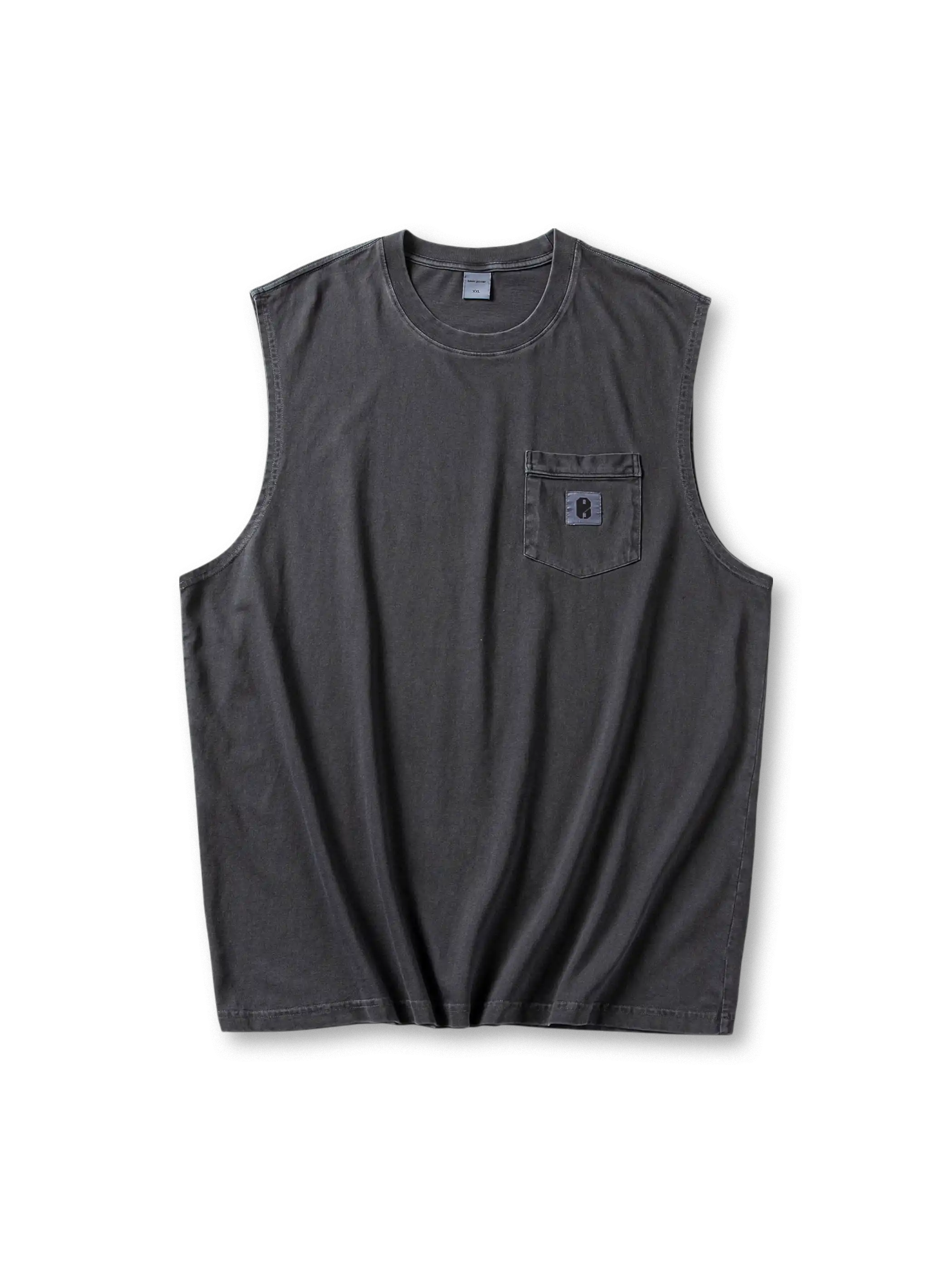 ヴィンテージウォッシュポケットベストの全身正面ビュー