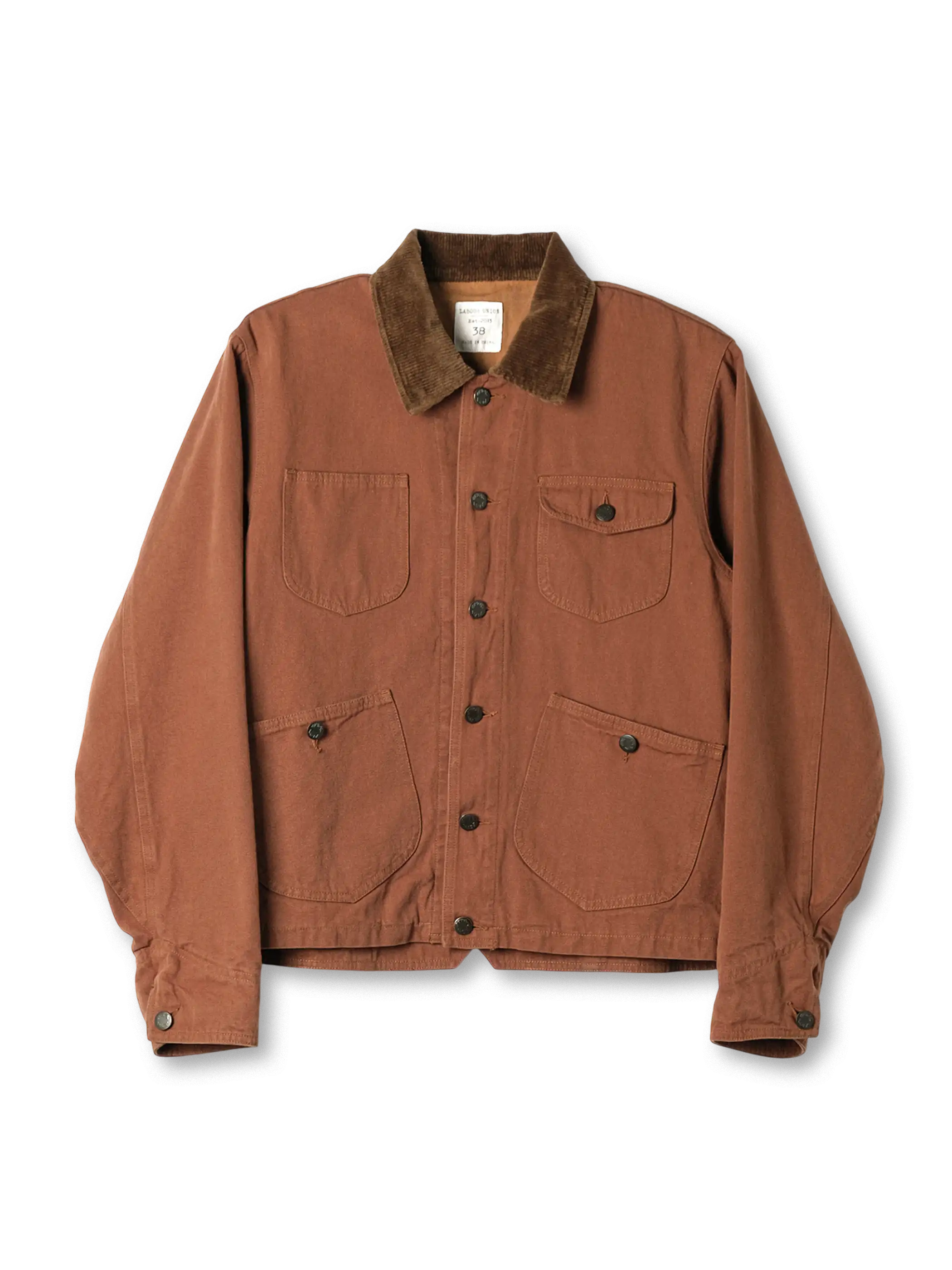 ヴィンテージワークポケットジャケット ブラウン コーデュロイ襟 ワークスタイル アメカジ メンズ ヴィンテージ ジャケット