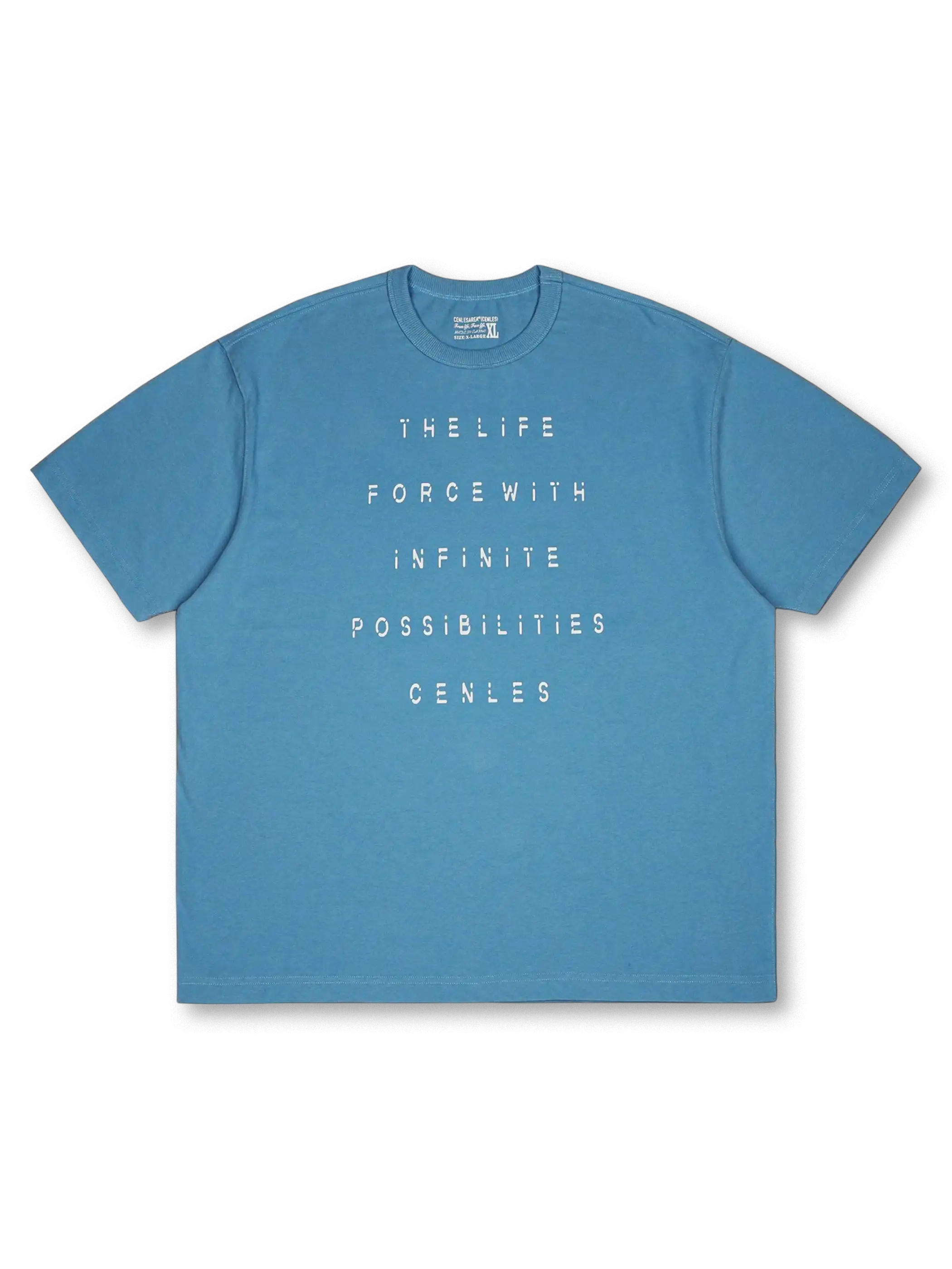 割れや擦れを再現したビンテージ風プリントが特徴の厚手コットン天竺Tシャツ