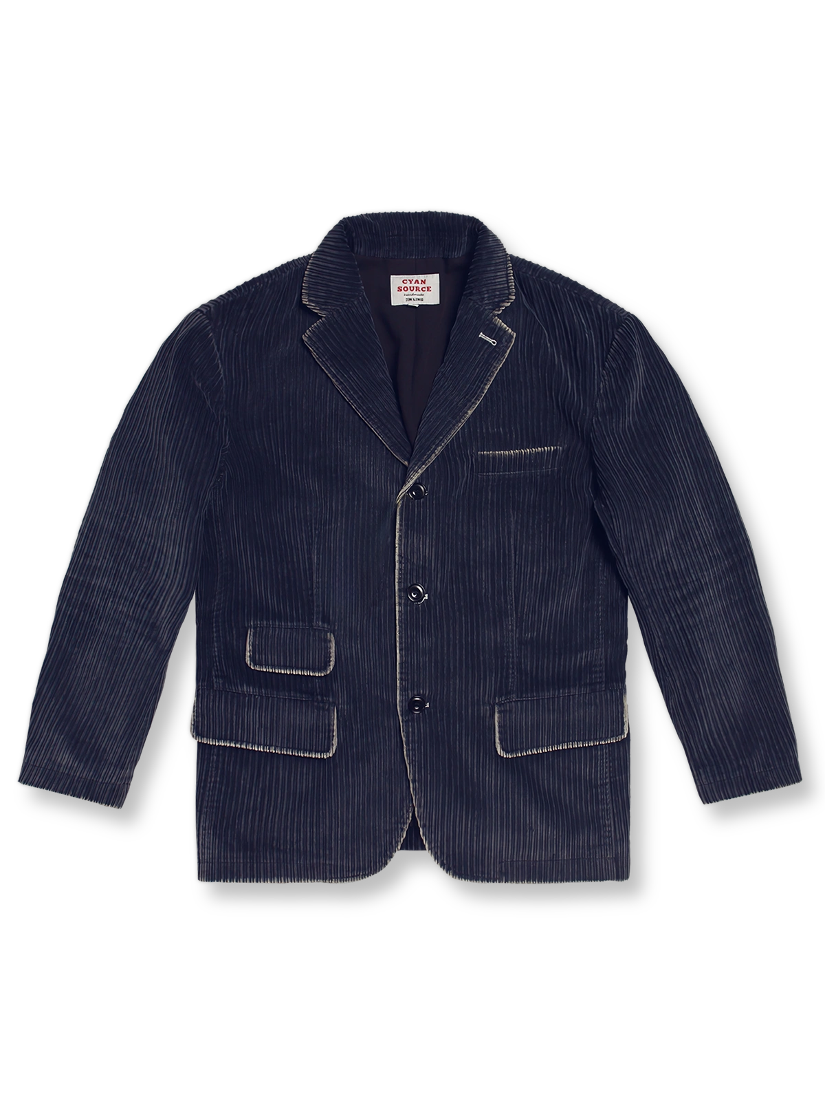 高密度子母コーデュロイのヴィンテージアメリカンスタイルスーツ。手作業水洗い加工と黒コットン裏地で唯一無二の風合いを楽しめる一着。