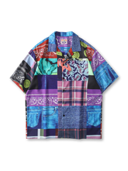 ヴィンテージバンダナ柄をパッチワークしたハワイアンシャツ