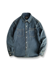 ヴィンテージブルーのストライプが映えるワークシャツ