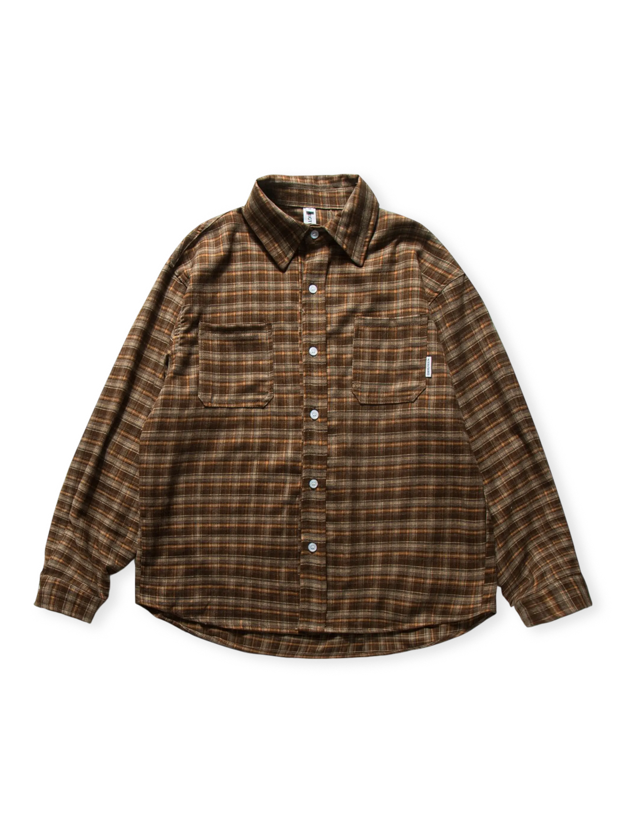 アメリカンヴィンテージ風のクラシックチェック柄シャツ。滑らかで弾力のある混紡素材、通気性と耐摩耗性が特徴。