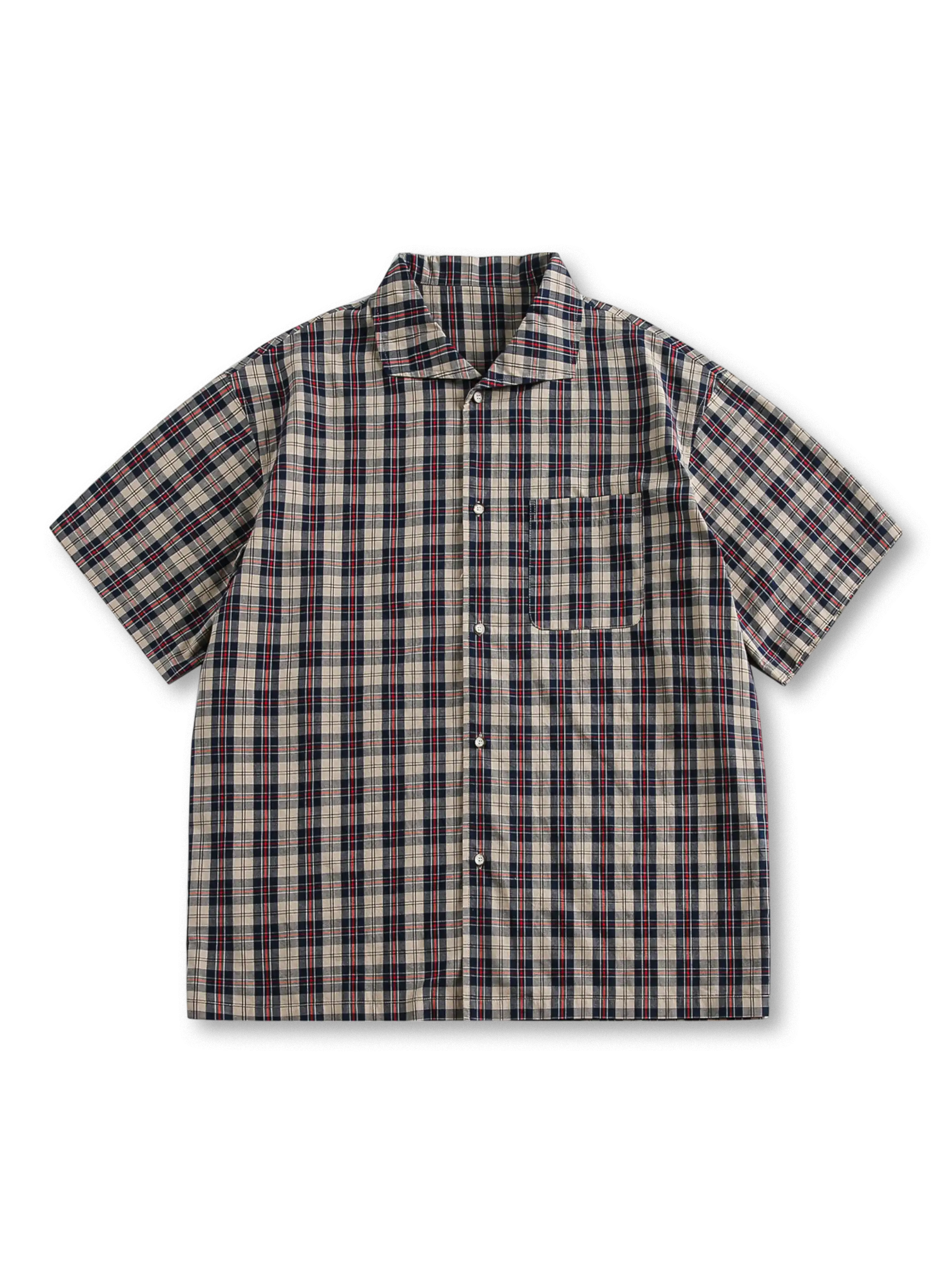 ヴィンテージ感あふれるマドラスチェック柄の薄手コットンワークシャツ