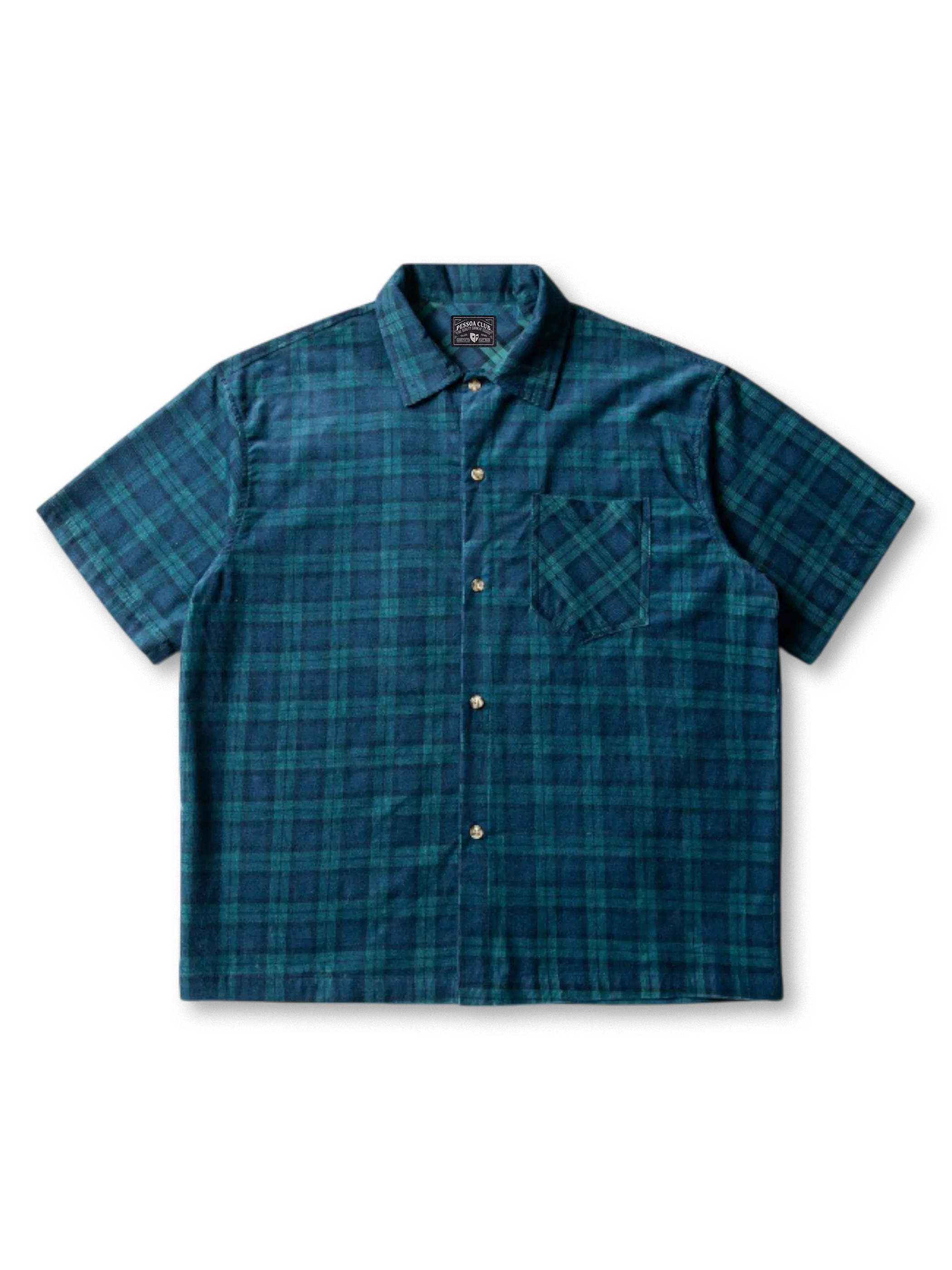 チェニール織りの起毛感とチェック柄が特徴のヴィンテージオープンカラーシャツ