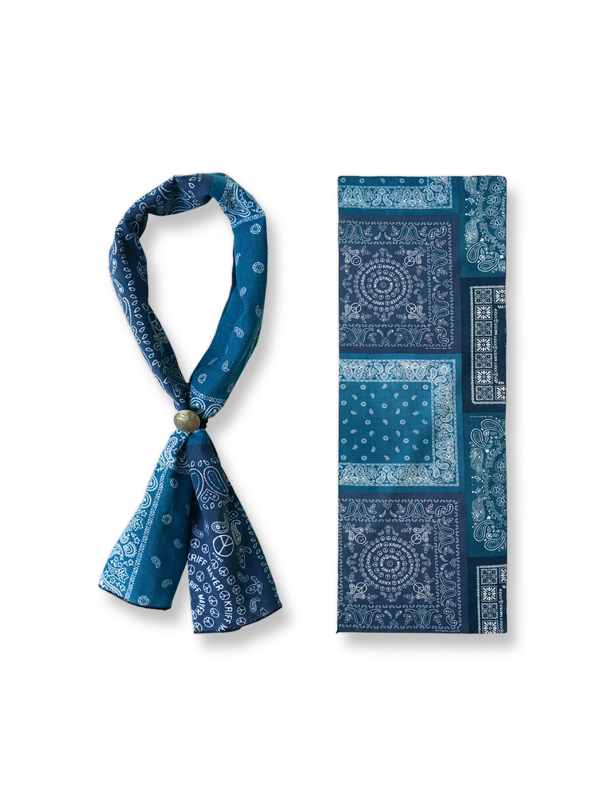 カラーブロックのペイズリー柄が施された長方形スカーフ