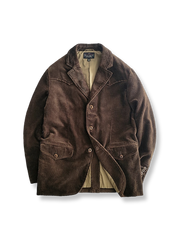 豊かな畝と天然果実ボタンが特徴のヴィンテージコーデュロイカジュアルジャケット。