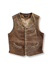 抜染加工を施したヴィンテージコーデュロイワークベスト