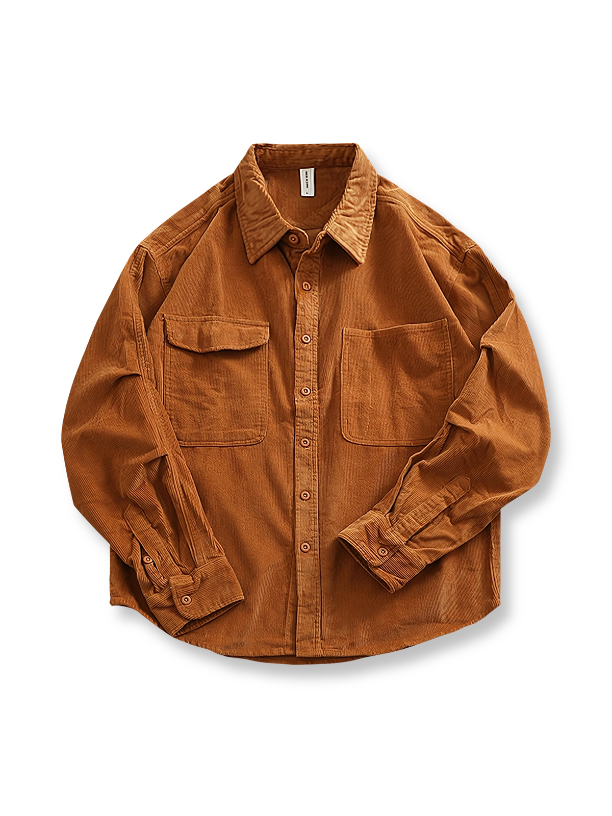 ヴィンテージ加工が施されたコットンコーデュロイの長袖シャツ