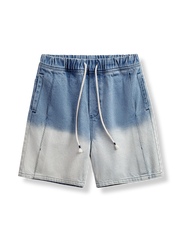 ヴィンテージグラデーションブルーのウォッシュデニムショーツ