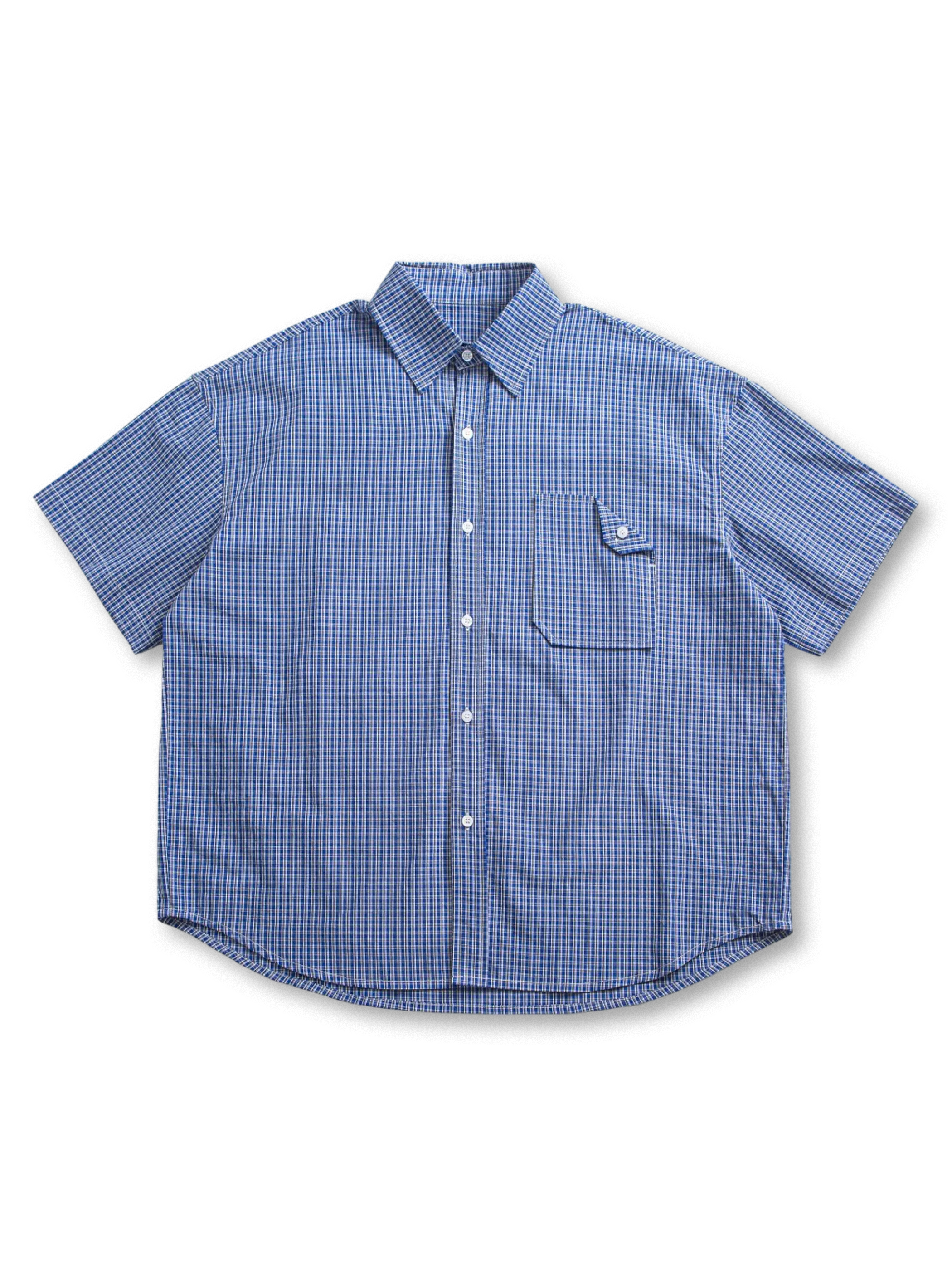 1950年代ワークシャツ由来のグリッド柄とボタンダウンカラーが特徴の半袖シャツ