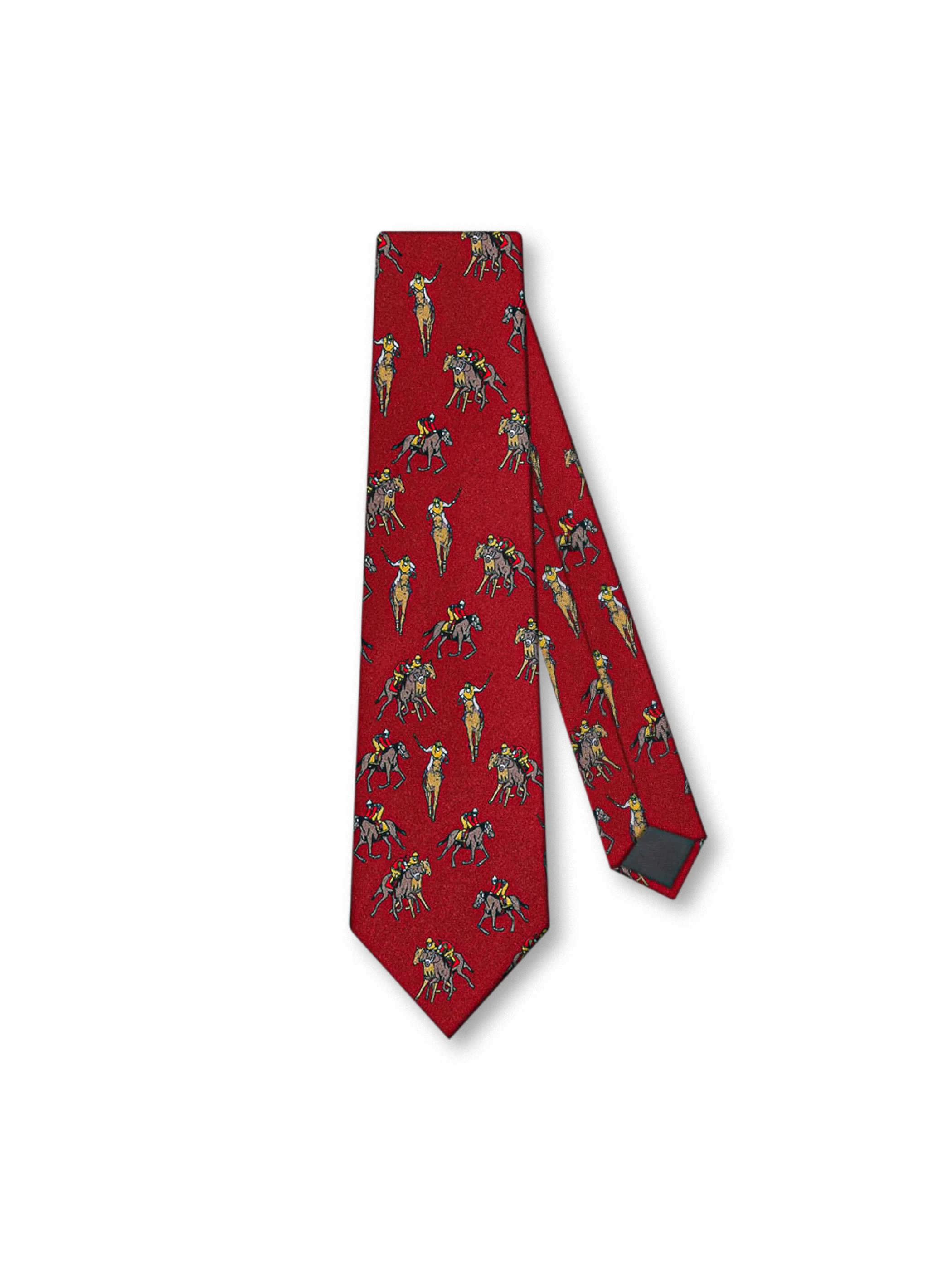 英国貴族乗馬スタイルの馬上紳士プリントが特徴のシルクタッチネクタイ