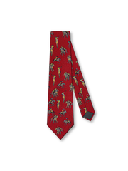 英国貴族乗馬スタイルの馬上紳士プリントが特徴のシルクタッチネクタイ