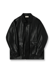 ヴィンテージ感あるハンティングスタイルのミドル丈レザージャケット