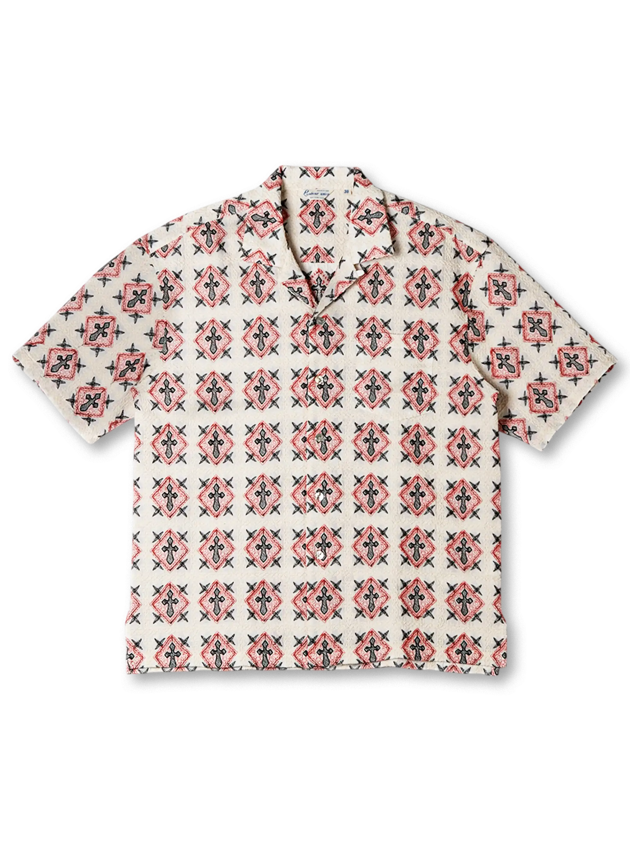 立体的なジャカード織り柄が映えるコットンツイルキューバシャツ