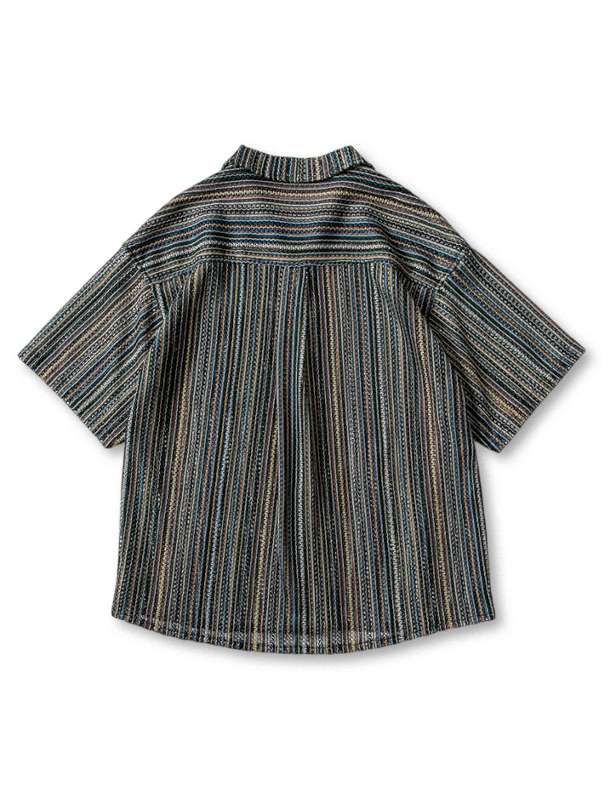 ヴィンテージニットストライプオープンカラーシャツ全体像