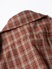 ヴィンテージ刺繍パッチチェック半袖シャツ