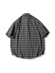ヴィンテージ刺繍パッチチェック半袖シャツ