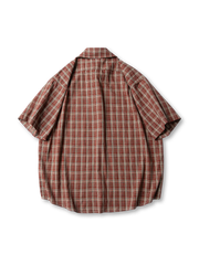 ヴィンテージ刺繍パッチチェック半袖シャツ