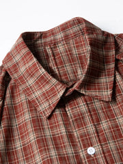 ヴィンテージ刺繍パッチチェック半袖シャツ