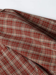 ヴィンテージ刺繍パッチチェック半袖シャツ