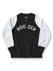 ラグランスリーブとチェーンジッパーが特徴のヴィンテージ風ハーフジップスウェット。