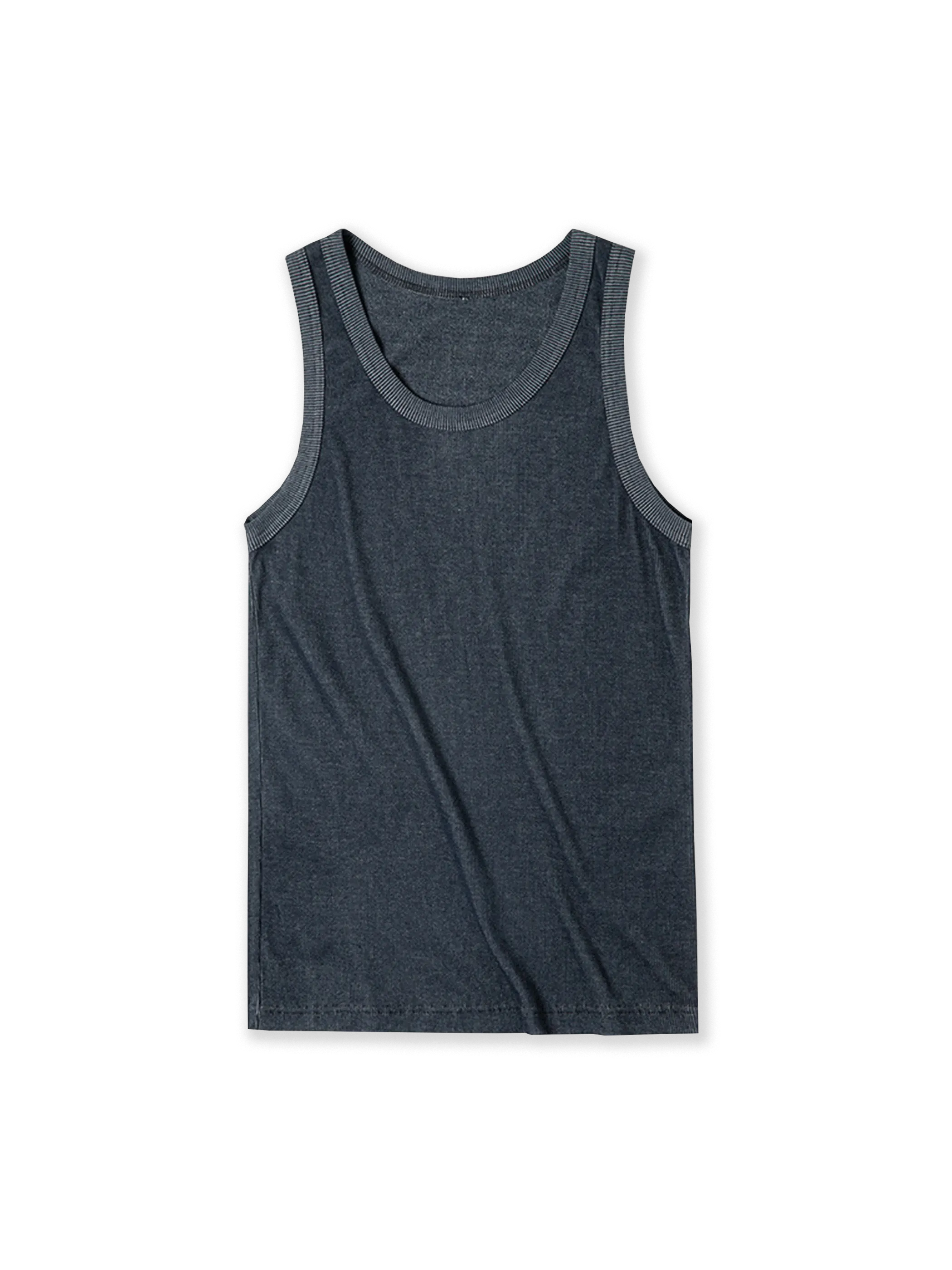 ヴィンテージリブ編みコットンノースリーブタンクトップ。快適な混紡素材と高いフィット感で、スポーツやカジュアルシーンに最適。