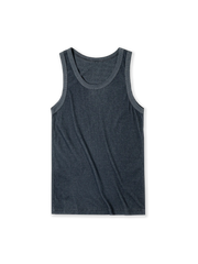 ヴィンテージリブ編みコットンノースリーブタンクトップ。快適な混紡素材と高いフィット感で、スポーツやカジュアルシーンに最適。