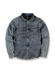 ヴィンテージ加工のスノーフレークデニム長袖シャツ