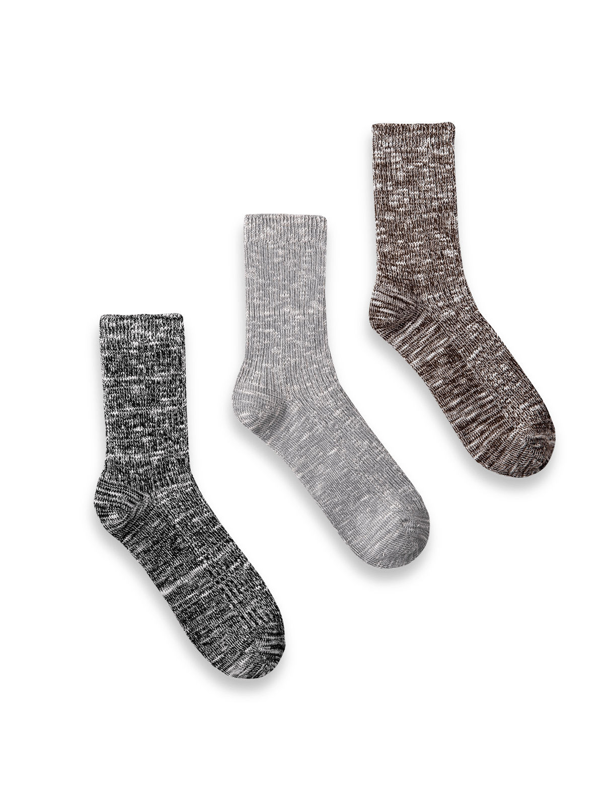 雪の結晶柄が映えるミドル丈コットンソックス(三足セット)