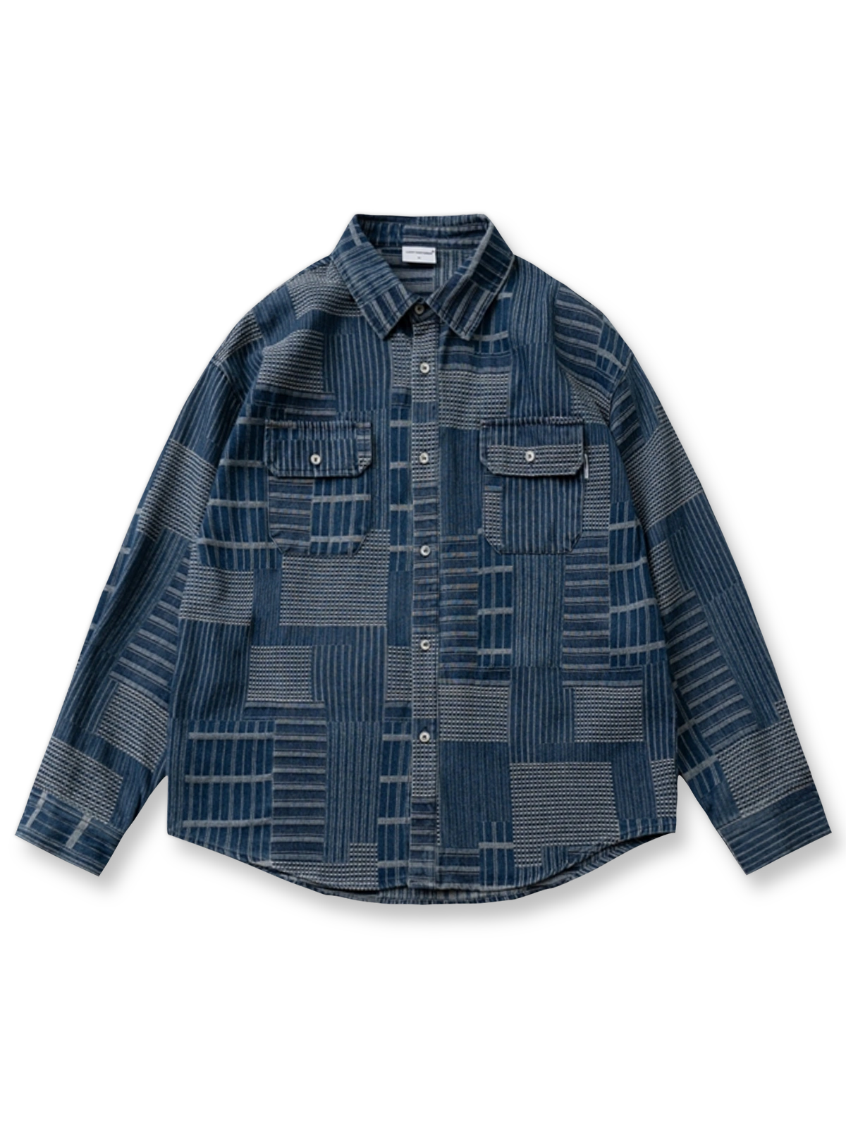 ヴィンテージストライプパッチワークデニムシャツ