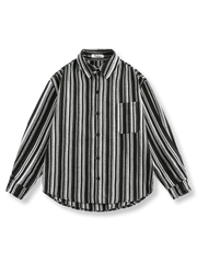 グリーン&ホワイト、ブラウン&ホワイトのストライプが特徴のヴィンテージコットンシャツ。