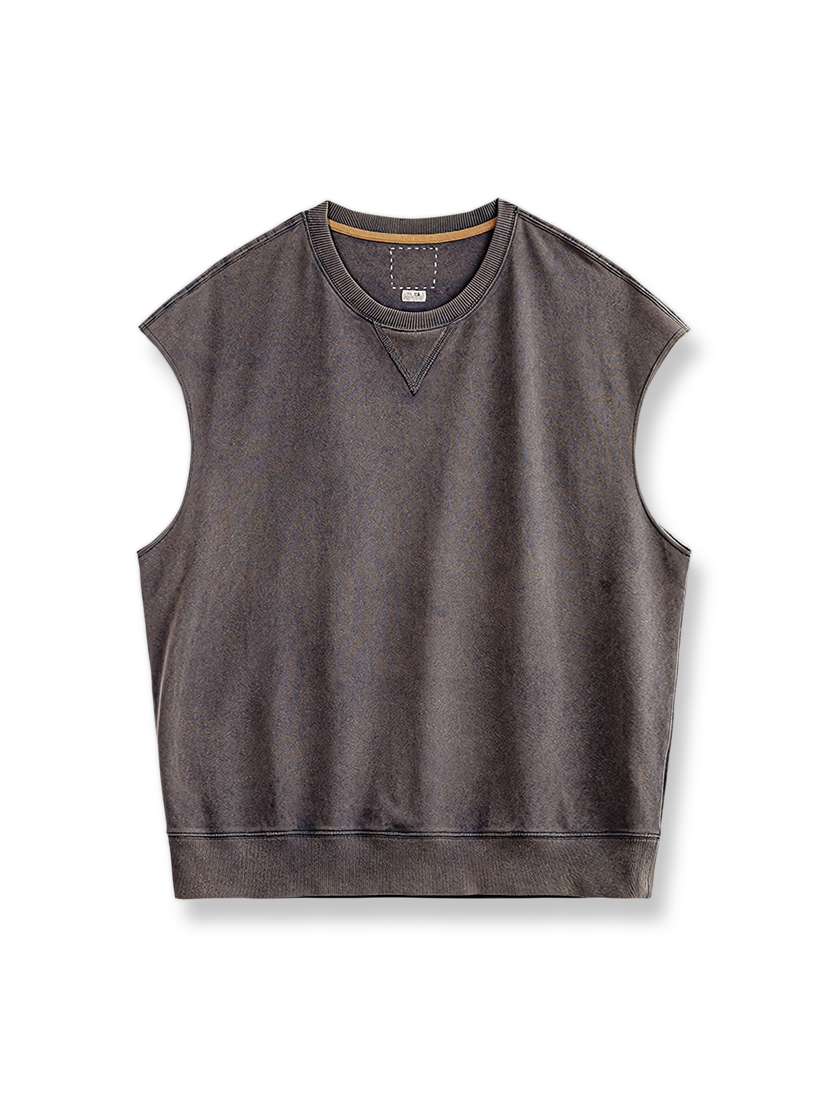 ヴィンテージ加工とリブ仕上げが特徴のコットンタンクトップ