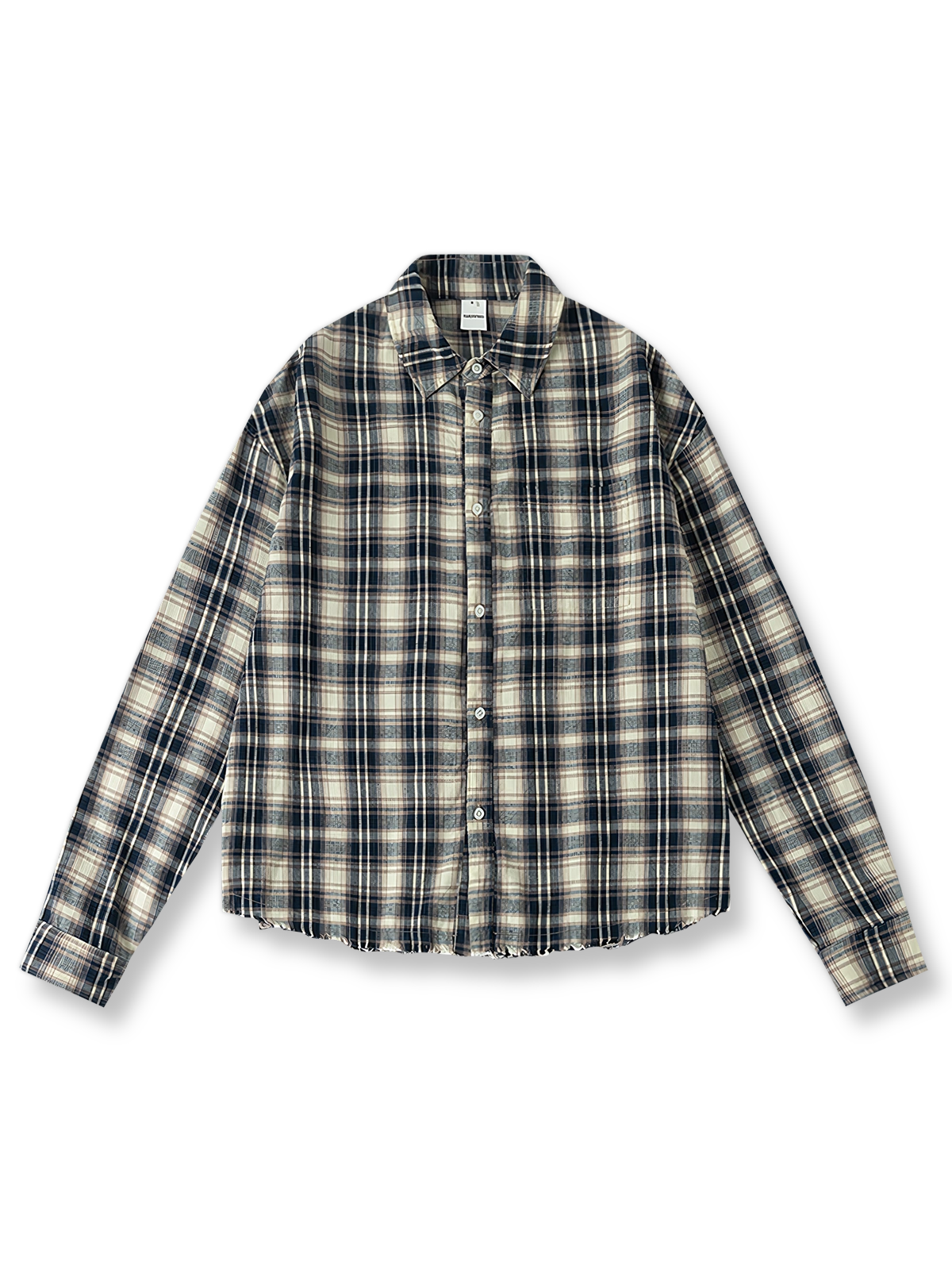 ヴィンテージ風のフランネルチェック柄長袖シャツ