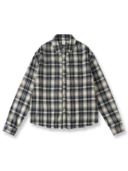ヴィンテージ風のフランネルチェック柄長袖シャツ