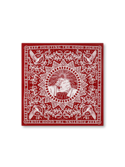 レトロ図案が特徴のレッドバンダナ。多用途に使え、アメカジスタイルのアクセントになるアイテム。