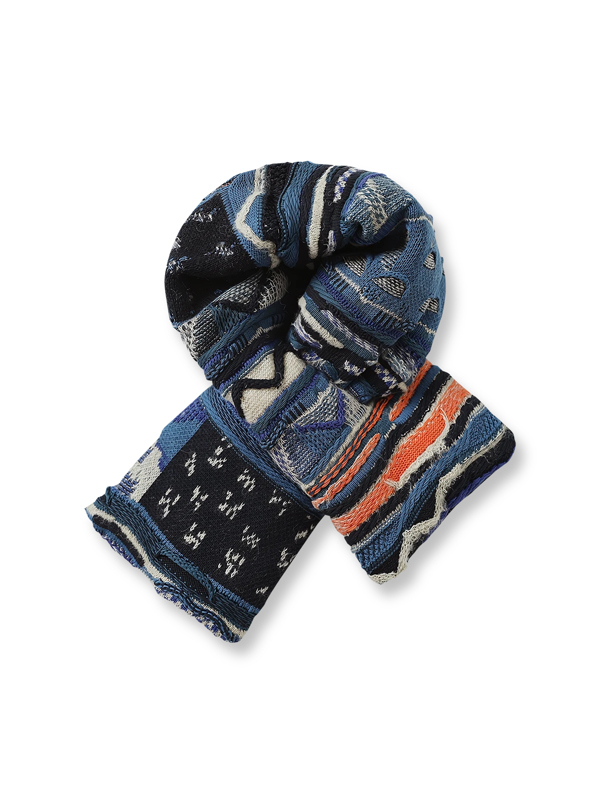 ヴィンテージ風ウォッシュ加工の厚手ニットマフラー。