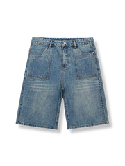 ヴィンテージウォッシュストレートクロップドデニム。