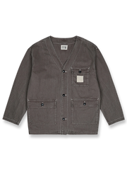 ヴィンテージ加工のノーカラーフィッシングジャケット