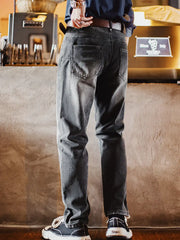 ビンテージウォッシュグレーデニムテーパードジーンズ