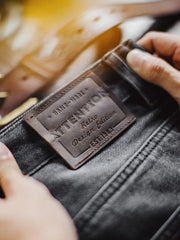 ビンテージウォッシュグレーデニムテーパードジーンズ