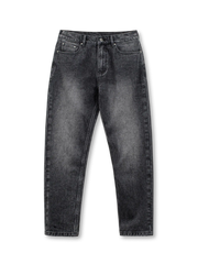 ヴィンテージウォッシュグレーデニムテーパードジーンズ