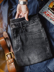 ビンテージウォッシュグレーデニムテーパードジーンズ