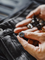 ビンテージウォッシュグレーデニムテーパードジーンズ