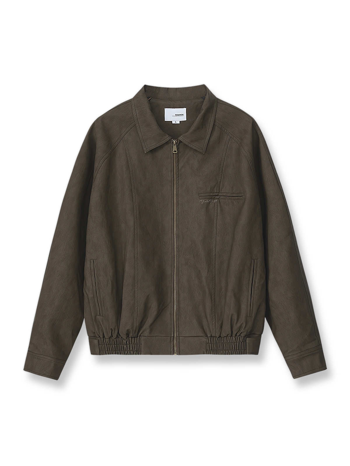 ラグランスリーブとウォッシュドレザーの質感が特徴のヴィンテージライダースジャケットの全体像。