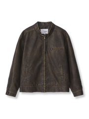 古銅色ウォッシュド加工のPUレザーが特徴のヴィンテージウォッシュマイラードジャケットの全体像。